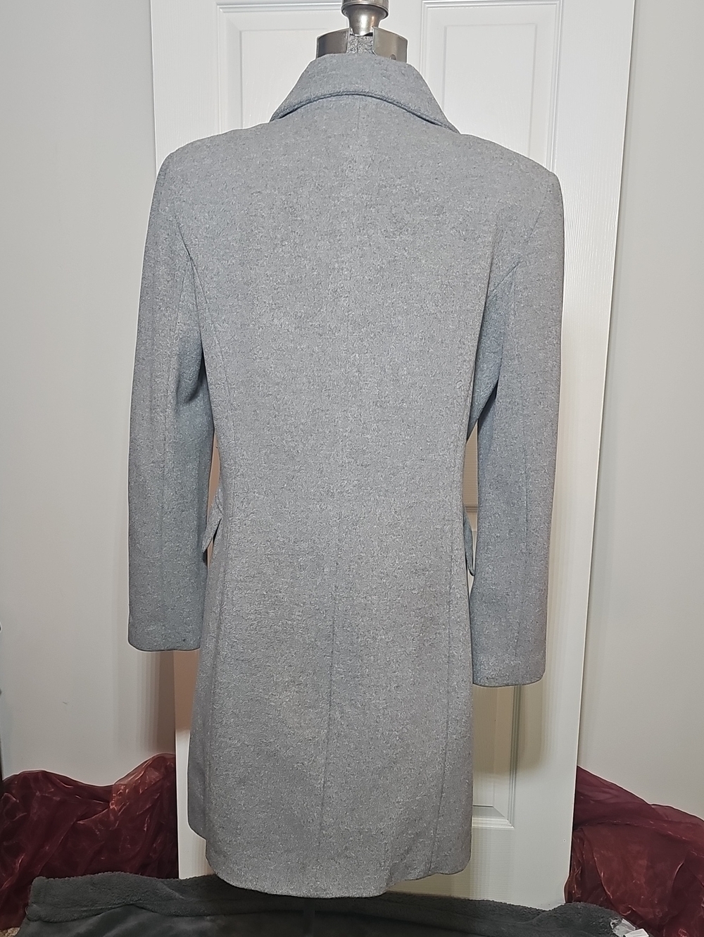 Calvin Klein Gray 65 Angora 35 Wool Blend Button Front Long Dress Coat Size 6 - Picture 3 of 9